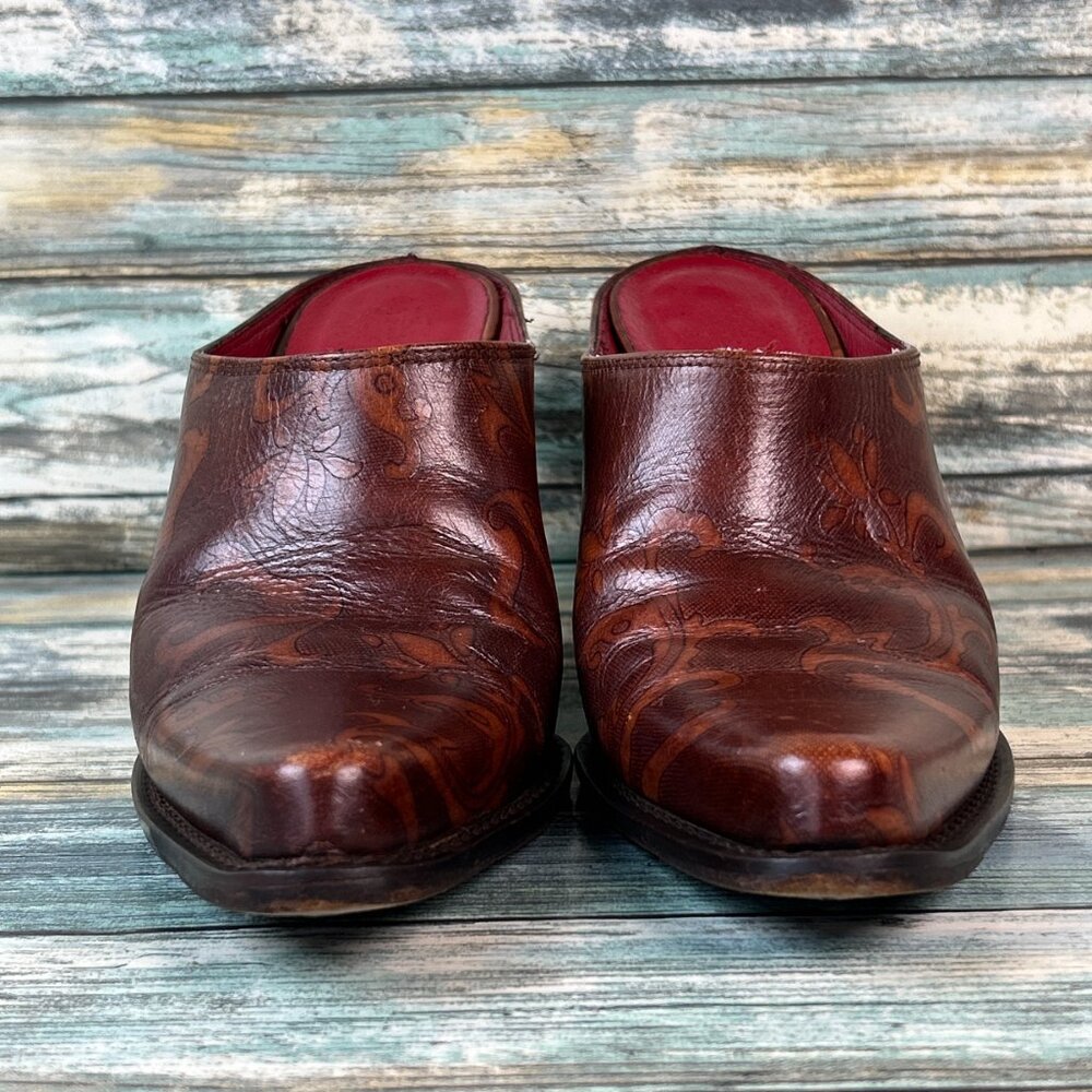 Donald J Pliner Perlie Womens 7.5M Mules Western Dress Shoes Pointed Toe Clogs - Picture 2 of 14
